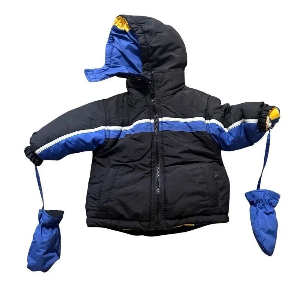JCPenney vintage boys reversible jacket with mittens size 12 months